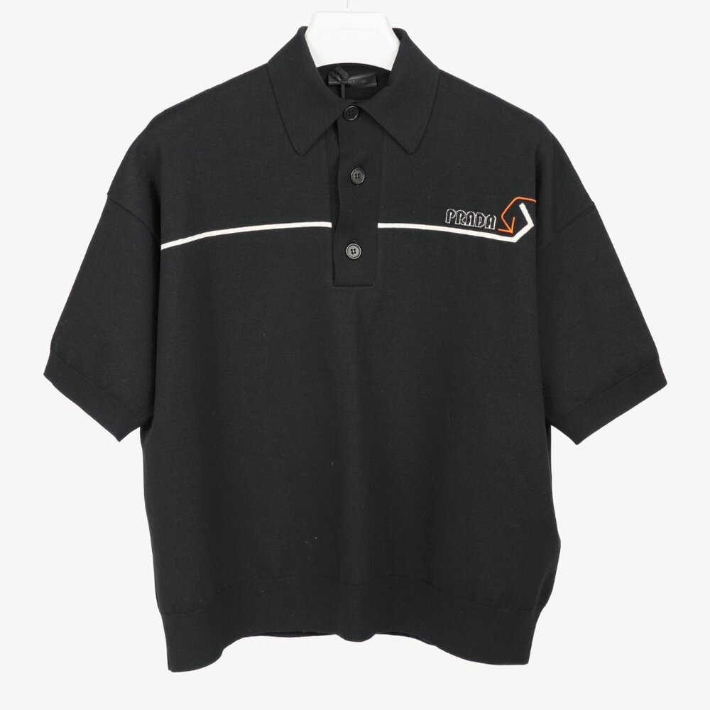 Prada AW/18 Nero Logo Oversized Knit Polo